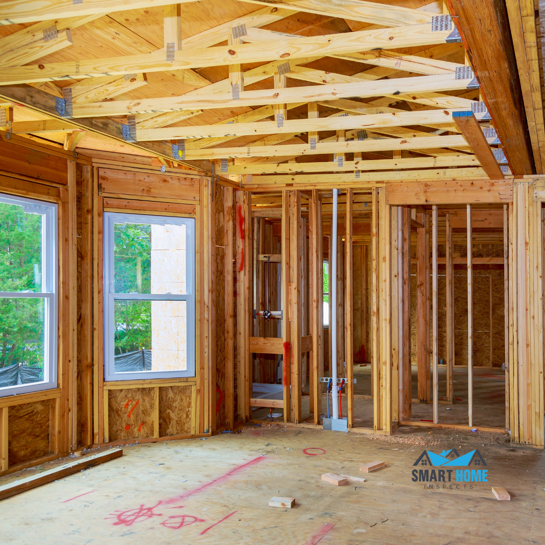 Professional new construction framing inspection showing Smart Home Inspects expertise in pre-drywall assessments